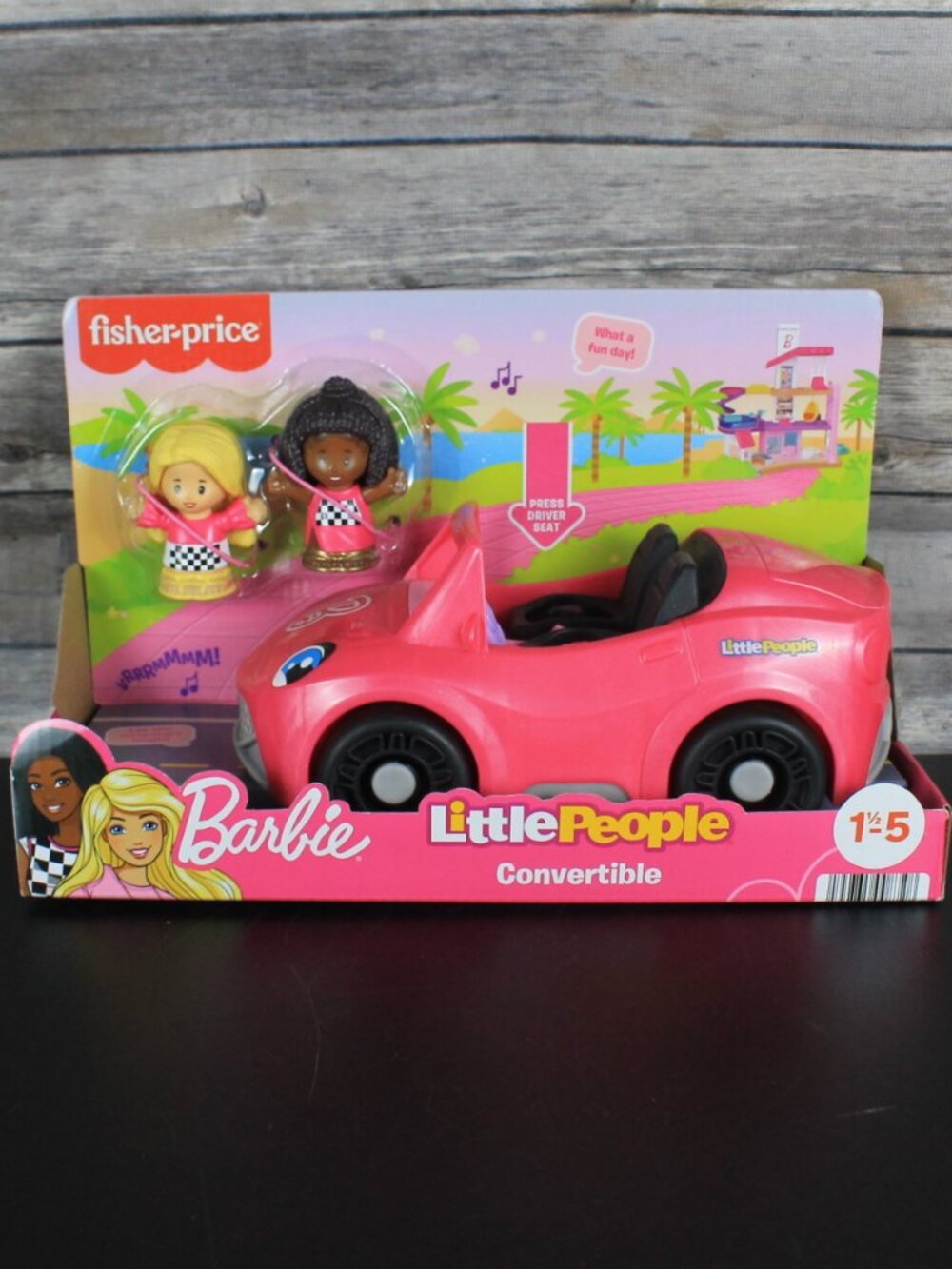 Little People ​Barbie Convertible Push-Along Vehicle with Sounds & 2 Figures New